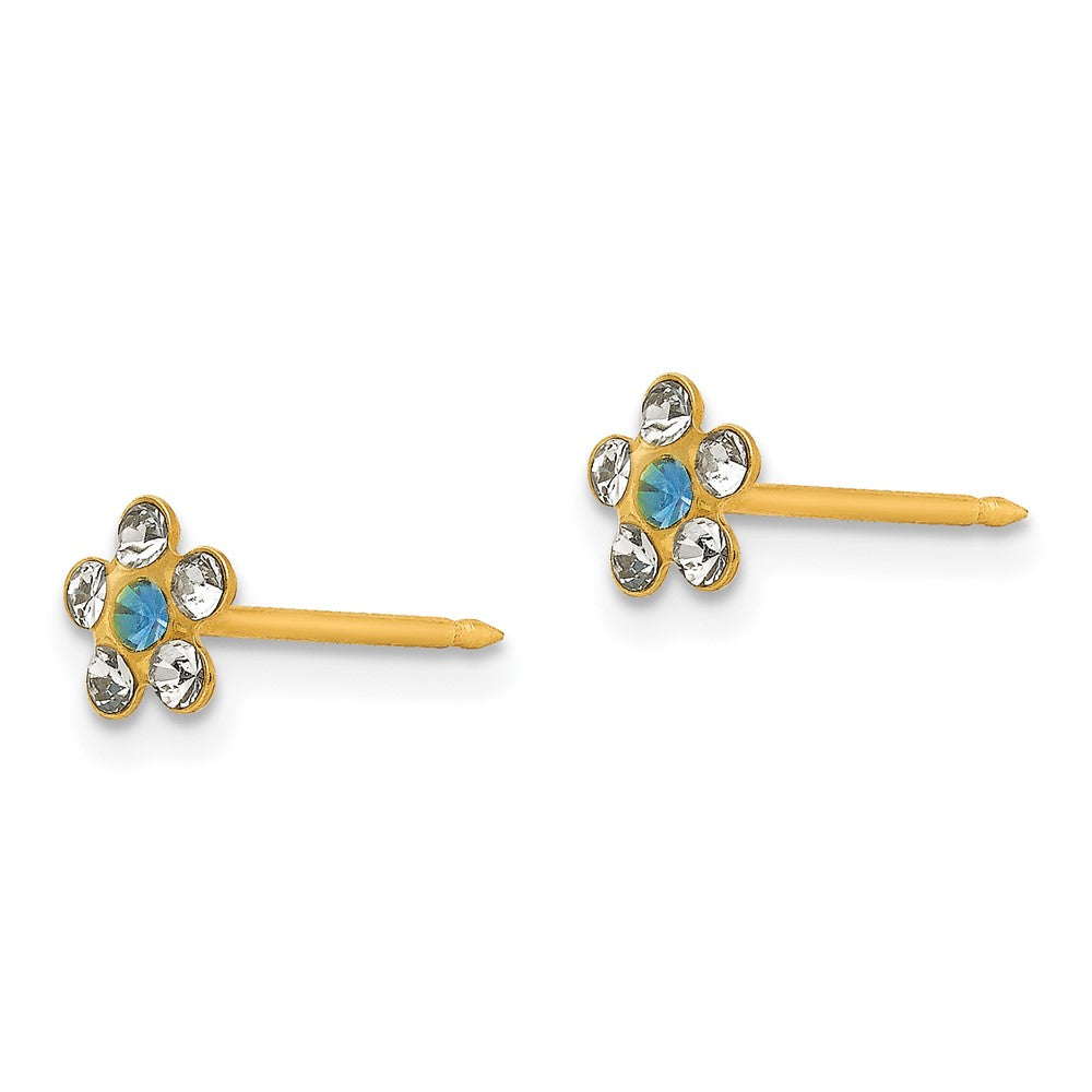 217E Inverness 14k Clear/Blue Crystal Flower Earrings
