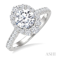ASHI Round Shape Semi-Mount Halo Diamond Engagement Ring 217M2PPFGWG-SM