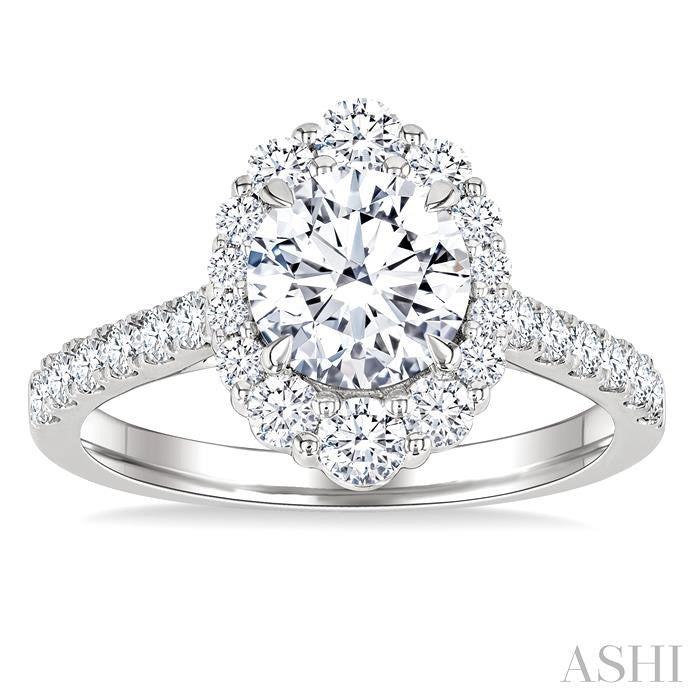 ASHI Round Shape Semi-Mount Halo Diamond Engagement Ring 217M2PPFGWG-SM