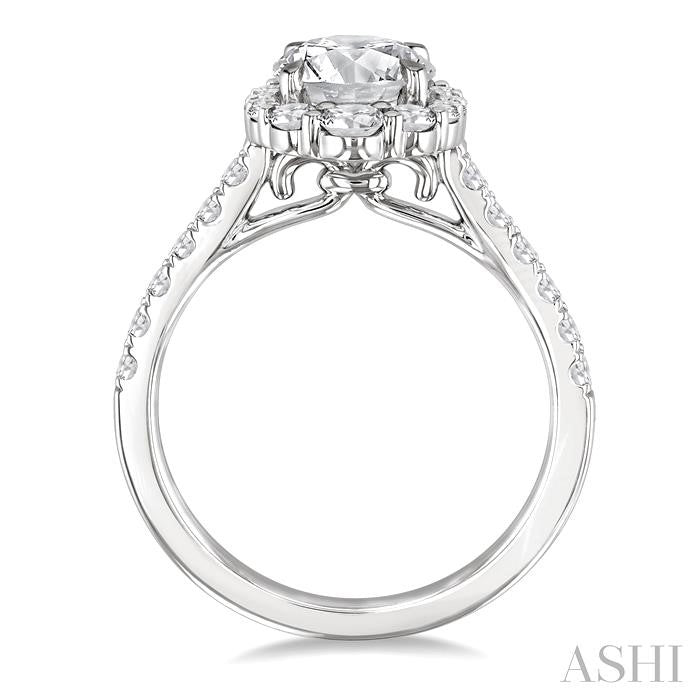 ASHI Round Shape Semi-Mount Halo Diamond Engagement Ring 217M2PPFGWG-SM
