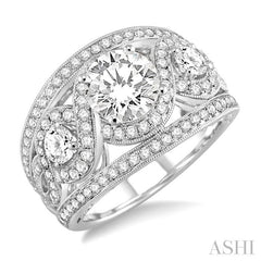ASHI Round Shape Semi-Mount Diamond Engagement Ring 21970PPFRWG-SM-1.55