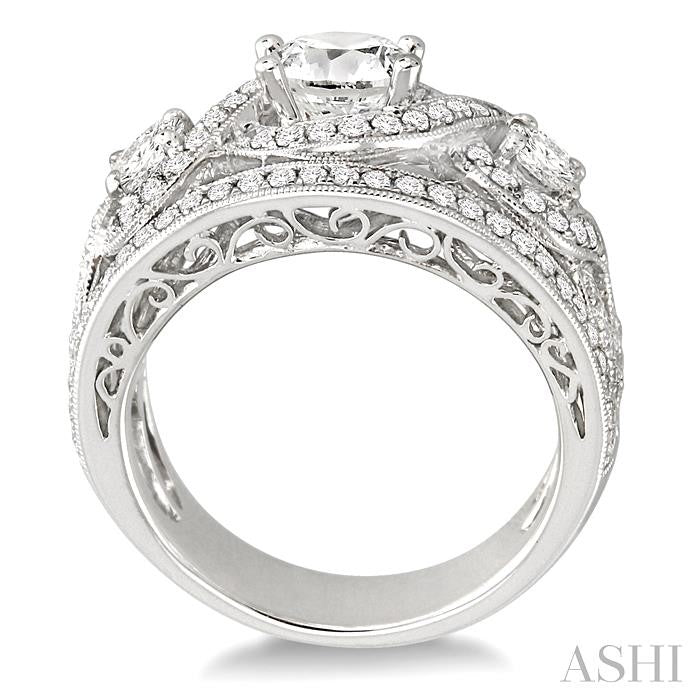 ASHI Round Shape Semi-Mount Diamond Engagement Ring 21970PPFRWG-SM-1.55