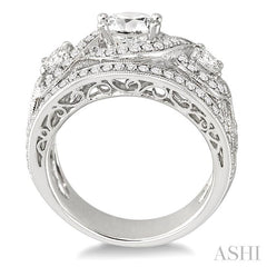 ASHI Round Shape Semi-Mount Diamond Engagement Ring 21970PPFRWG-SM-1.55