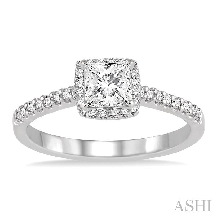 ASHI Princess Shape Halo Diamond Engagement Ring 219D4PPFHWG-LE