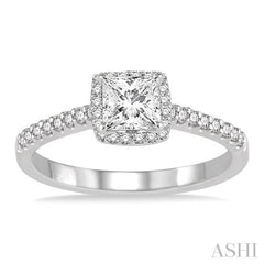 ASHI Princess Shape Halo Diamond Engagement Ring 219D4PPFHWG-LE