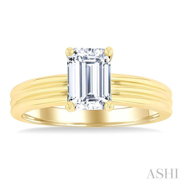ASHI Emerald Shape Semi-Mount Diamond Engagement Ring 219M9PPFGYG-SM-OC