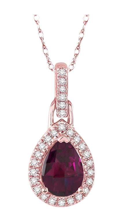 Parkplace Jewelers Pear Shape Gemstone & Halo Diamond Pendant 61098PPTSPDRHPG