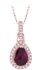 Parkplace Jewelers Pear Shape Gemstone & Halo Diamond Pendant 61098PPTSPDRHPG