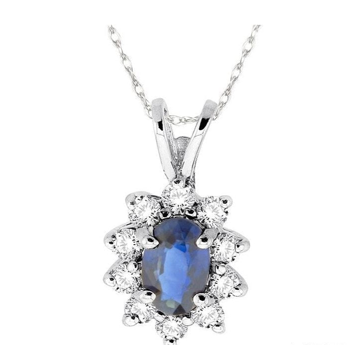 Parkplace Jewelers Oval Shape Gemstone & Halo Diamond Pendant 57026PPFXPDSPW
