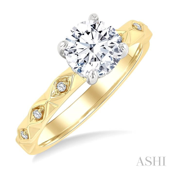 ASHI Round Shape Semi-Mount Diamond Engagement Ring 220M8PPFGYW-SM