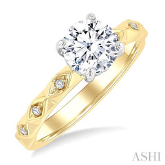 ASHI Round Shape Semi-Mount Diamond Engagement Ring 220M8PPFGYW-SM