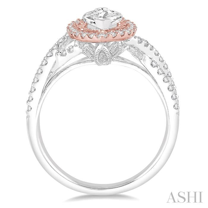 ASHI Marquise Shape Semi-Mount Halo Diamond Engagement Ring 222A3PPFRWP-SM