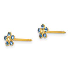 222E Inverness 14k Blue/Aurora Borealis Crystal Flower Earrings