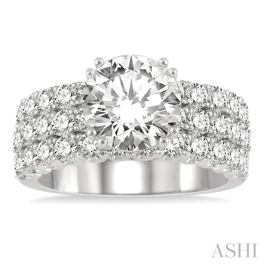 ASHI Round Shape Semi-Mount Diamond Engagement Ring 222L0PPFGWG-SM-1.75