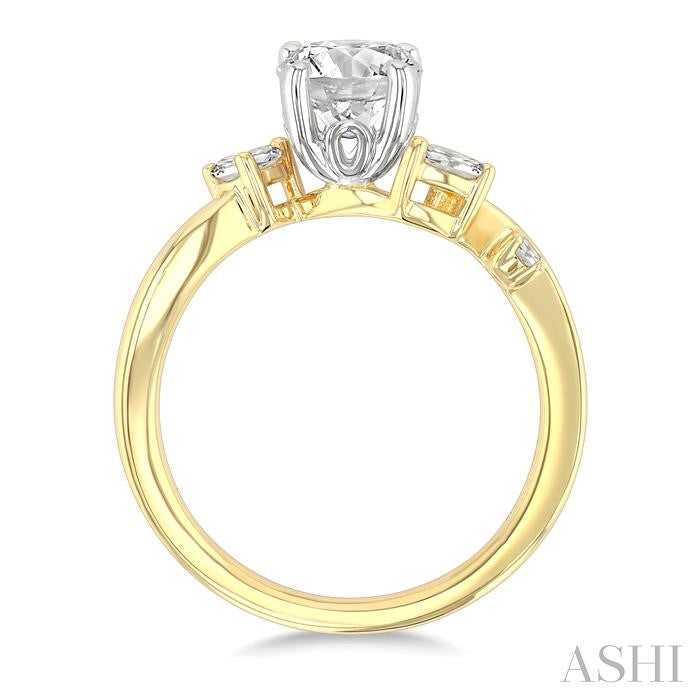 ASHI Round Shape Semi-Mount Diamond Engagement Ring 222M6PPFGYW-SM