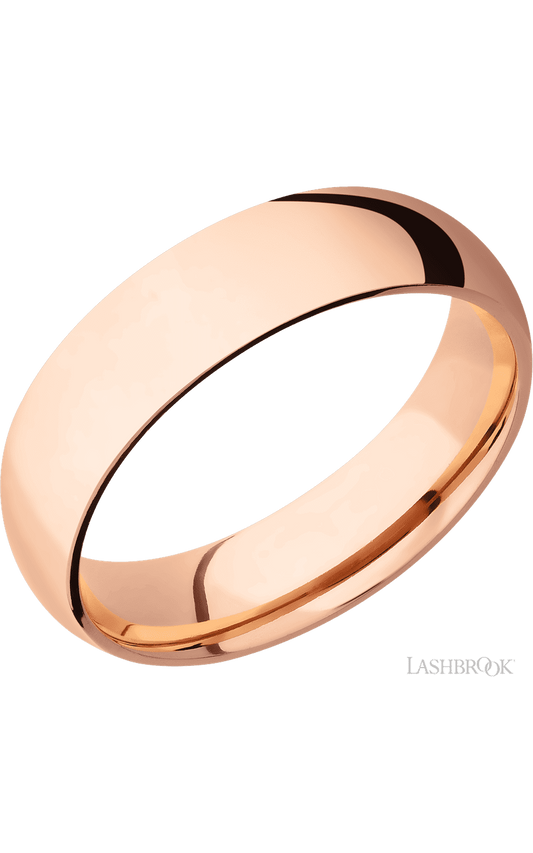 6 mm wide Domed 14K Rose Gold band.