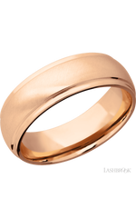 7 mm wide Domed Stepped Down Edges 14K Rose Gold band.