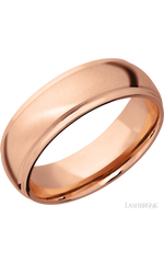 7 mm wide Domed Stepped Down Edges 14K Rose Gold band.