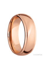 7 mm wide Domed Stepped Down Edges 14K Rose Gold band.