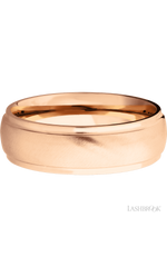 7 mm wide Domed Stepped Down Edges 14K Rose Gold band.