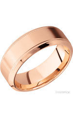 8 mm wide High Bevel Milgrain 14K Rose Gold band.