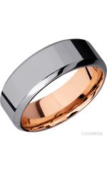 8 mm wide High Bevel Tantalum band featuring a 14K Rose Gold sleeve.