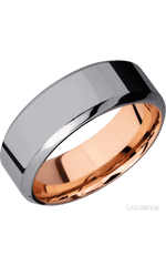 8 mm wide High Bevel Tantalum band featuring a 14K Rose Gold sleeve.