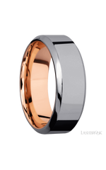 8 mm wide High Bevel Tantalum band featuring a 14K Rose Gold sleeve.