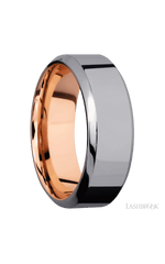 8 mm wide High Bevel Tantalum band featuring a 14K Rose Gold sleeve.