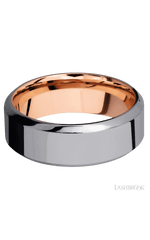 8 mm wide High Bevel Tantalum band featuring a 14K Rose Gold sleeve.