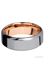 8 mm wide High Bevel Tantalum band featuring a 14K Rose Gold sleeve.
