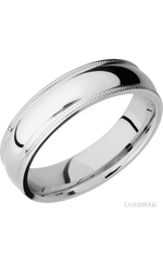 6 mm wide Domed Milgrain Edges 14K White Gold band.