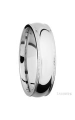 6 mm wide Domed Milgrain Edges 14K White Gold band.