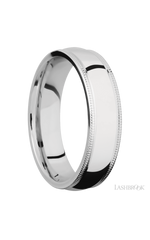 6 mm wide Domed Milgrain Edges 14K White Gold band.