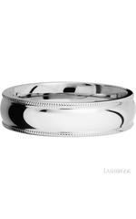 6 mm wide Domed Milgrain Edges 14K White Gold band.