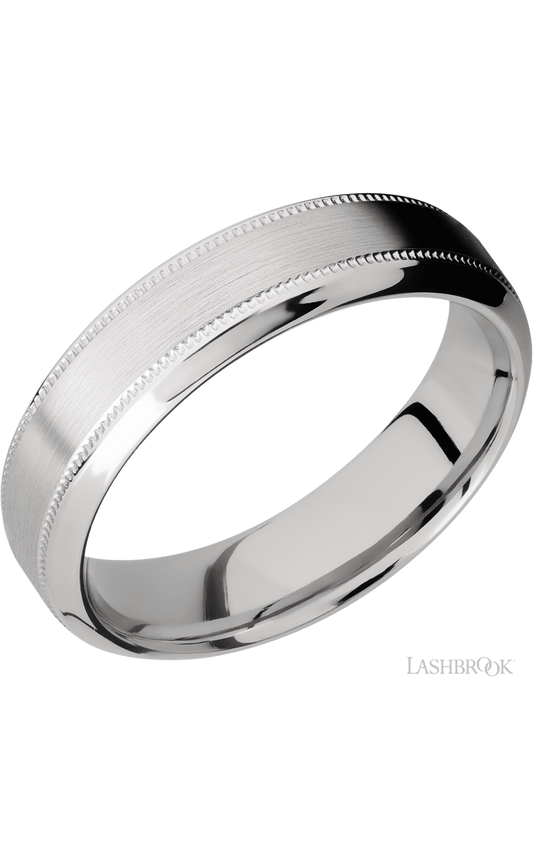 6 mm wide High Bevel Milgrain 14K White Gold band.