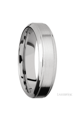 6 mm wide High Bevel Milgrain 14K White Gold band.