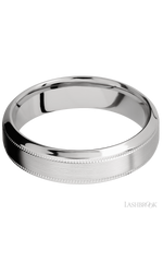6 mm wide High Bevel Milgrain 14K White Gold band.