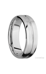7 mm wide Beveled with Center Accent Groove 14K White Gold band.
