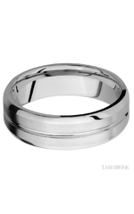 7 mm wide Beveled with Center Accent Groove 14K White Gold band.
