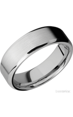 7 mm wide Beveled 14K White Gold band.