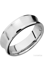 7 mm wide Concave Bevel 14K White Gold band.