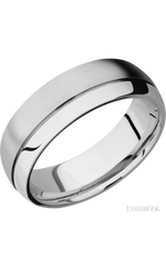 7 mm wide Domed with Off Center Accent Groove 14K White Gold band.