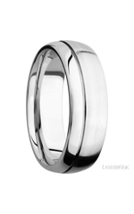 7 mm wide Domed with Off Center Accent Groove 14K White Gold band.