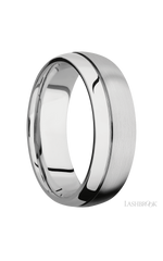 7 mm wide Domed with Off Center Accent Groove 14K White Gold band.