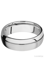 7 mm wide Domed with Off Center Accent Groove 14K White Gold band.
