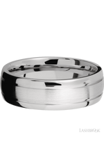 7 mm wide Domed with two accent grooves 14K White Gold band.