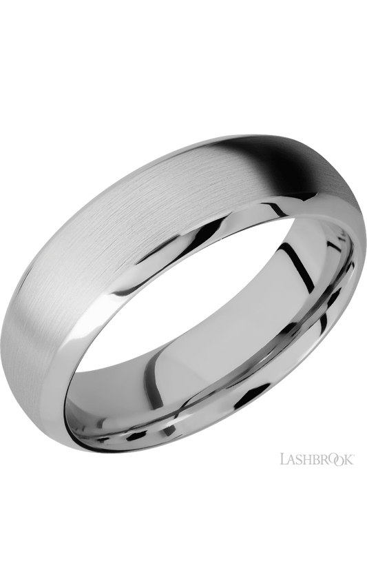 7 mm wide Domed Bevel 14K White Gold band.