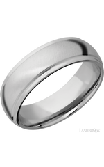 7 mm wide Domed Stepped Down Edges 14K White Gold band.