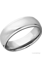 7 mm wide Domed Stepped Down Edges 14K White Gold band.
